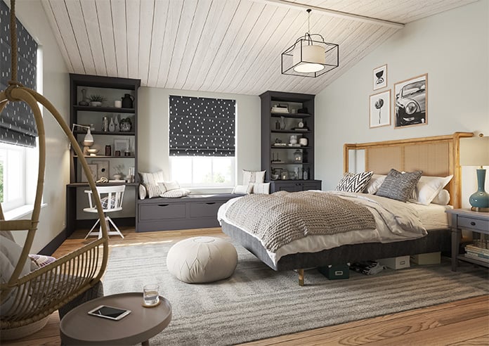 Ink Spots, Black and White - Motorised Roman Blind - Image 6